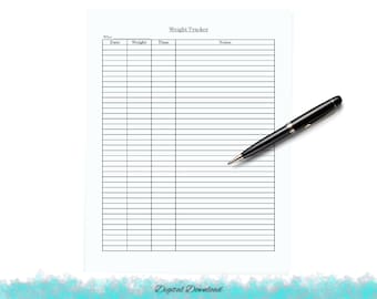 Weight Tracker, Weight Tracking Chart, Weight Record
