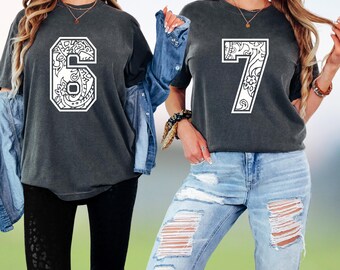 Number 6 7 T-Shirt, Comfort Colors Six Seven Shirt, AGA116
