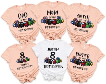 Custom Among Us Birthday Shirt, Personalized Amongus Party T-Shirt