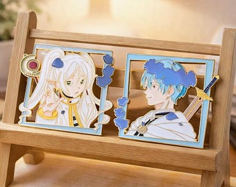 Anime Couple Character Enamel Pins Set, Fantasy Manga Brooch Pair, Cute Matching Pins for Couples, Collector Gift for Anime Fans