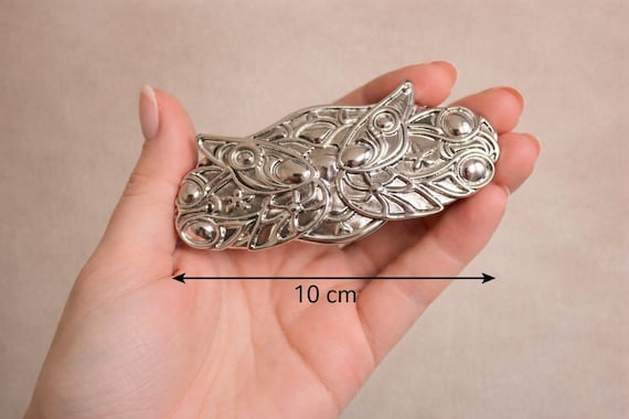 Elegant Silver Leaf Hair Clip – Vintage Filigree Metal Hair  display picture 1
