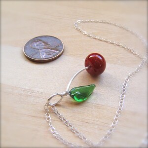 Glass Cherry Rockabilly Necklace in Sterling Silver by Bullseyebeads image 4