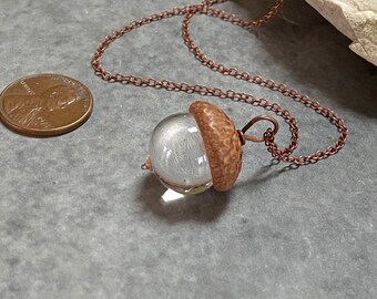 Glass Acorn Necklace - Crystal Clear by Bullseyebeads