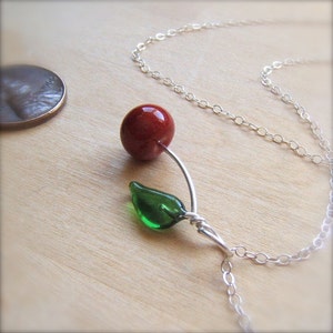 Glass Cherry Rockabilly Necklace in Sterling Silver by Bullseyebeads image 2