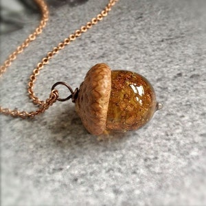 Glass Acorn Necklace - Honey Harvest - by Bullseyebeads