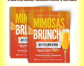 Mimosa Brunch Flyer | Bearbeitbare Canva Vorlage | Brunch Party