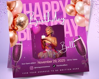 Customizable Birthday Flyer for Girls – Edit in Canva