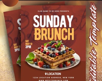 Sunday Brunch Flyer - Editable Canva Template for Brunch Events