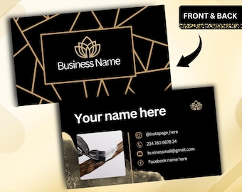 Black and Gold Business Card | Editable Canva Template | Print-Ready Design