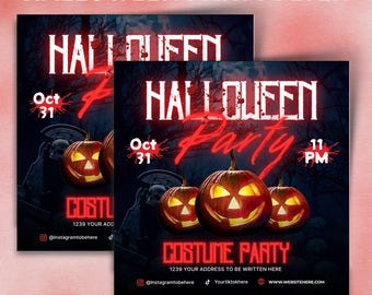 Halloween Costume Party Flyer – Editable Canva Template