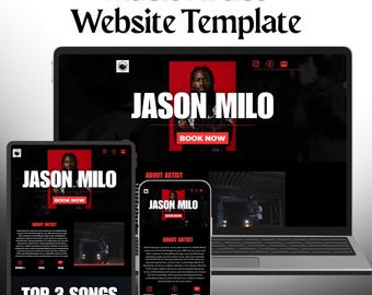Music Artist Website Template | Editable Canva Design + Drag & Drop + Domain Included