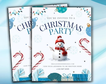 Christmas Party Flyer Template – Editable Canva Holiday Invite