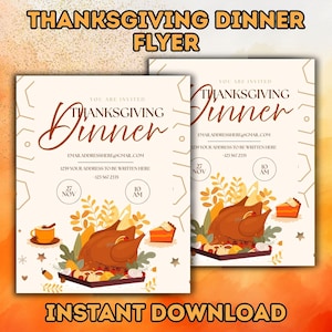Thanksgiving Flyer Template – Editable Canva Invite for Dinner