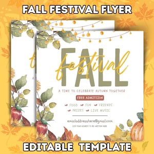 Fall Festival Flyer Template – Editable Canva Invite