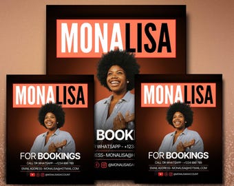 Now Booking Flyer for Female Music Artist | Editable Canva Template | Custom Promo