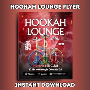 Flyersjabloon waterpijplounge | Bewerkbaar canvasontwerp