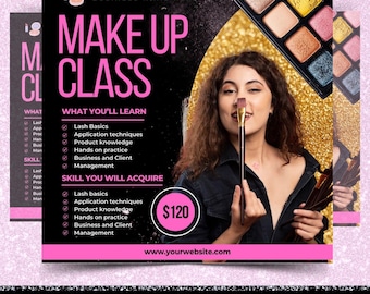 Editable Makeup Class Flyer | Beauty Workshop Event Template | Canva Digital Download