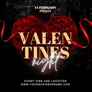 Editable Valentine's Day Party Flyer Template (PDF or Canva Link)