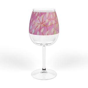 Wine Glass, Botanical Floral Pink Wine Glass, Elegant Drinkware, Perfect Gift for Wine Lovers, Bathroom Decor, Wedding Gift