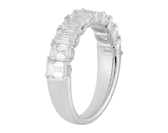 14K White / Yellow Gold Emerald Cut Lab Grown Diamond Wedding Band Ring | MG-01