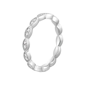 14K White Gold Marquise Frame Lab Grown Diamond Beaded Vintage Eternity Band | Personalized Custom Jewelry Gift Ring |  MZ71022