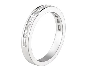14K White Gold Baguette Lab Grown DiamondWedding Band | Channel Set Anniversary Gift Ring | MZ2100