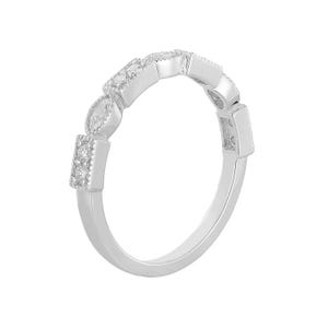 14K White Gold Marquise Alternating Lab Grown Diamond Wedding Band | Personalized Custom Jewelry Architectural Gift Ring |  MZ6381-1