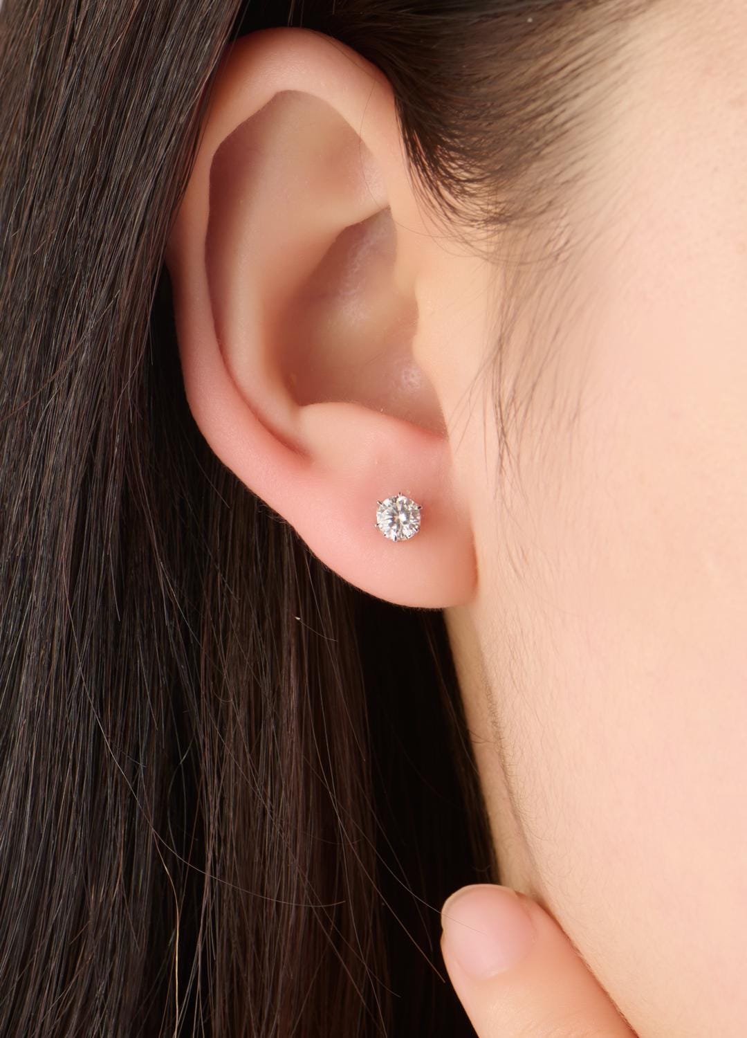 Moissanite Orecchini Orecchini A Perno Con Diamante Lab-grown 4 Ct Taglio Principessa - Oro Bianco 14K, Chiusura Push Back, VVS1/D Orecchini Diamante Lab