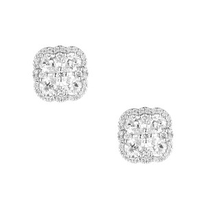 14K Weißgold Birne & runde Mixed Cut Labor gewachsene Diamant Ohrstecker | Minimalist hypoallergene personalisierte Schmuck | MZ9443