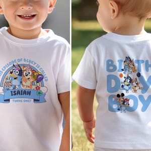Blue Custom Birthday Boy Shirt Blue Dog Birthday Shirt Personalized Birthday Party Shirt Toddler Shirt Birthday Shirt