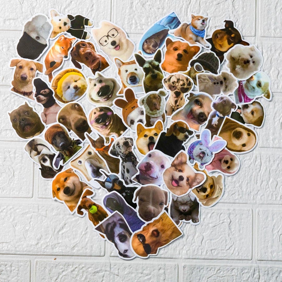 50 Pieces of Popular Realistic Dog Stickers Featuring Funny Dog ...