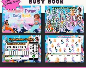 Mermaid Busy Book Preschool-Kindergarten 65 Page Printable Activity Book