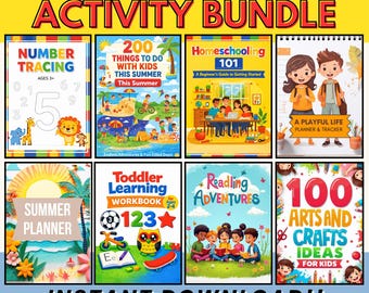 Toddler Activity Bundle | 300+ Pages Preschool Workbook (PDF, Editable Canva Links)