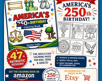 America's 250th Birthday Coloring Pages | 47 Patriotic Printable Coloring Pages | USA 250 PDF Download | Fourth of July Activity