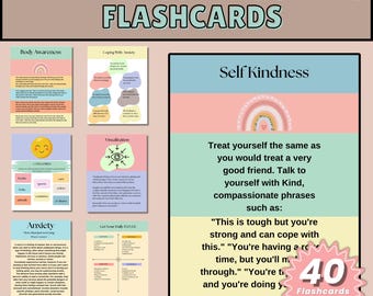 Editable Anxiety Coping Skills Flashcards | Mental Health Printable | Therapy Resource | Canva Template