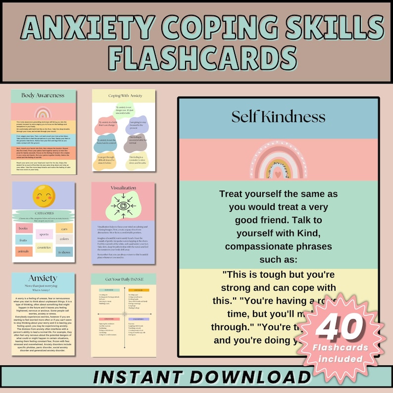 Editable Anxiety Coping Skills Flashcards | Mental Health Printable ...