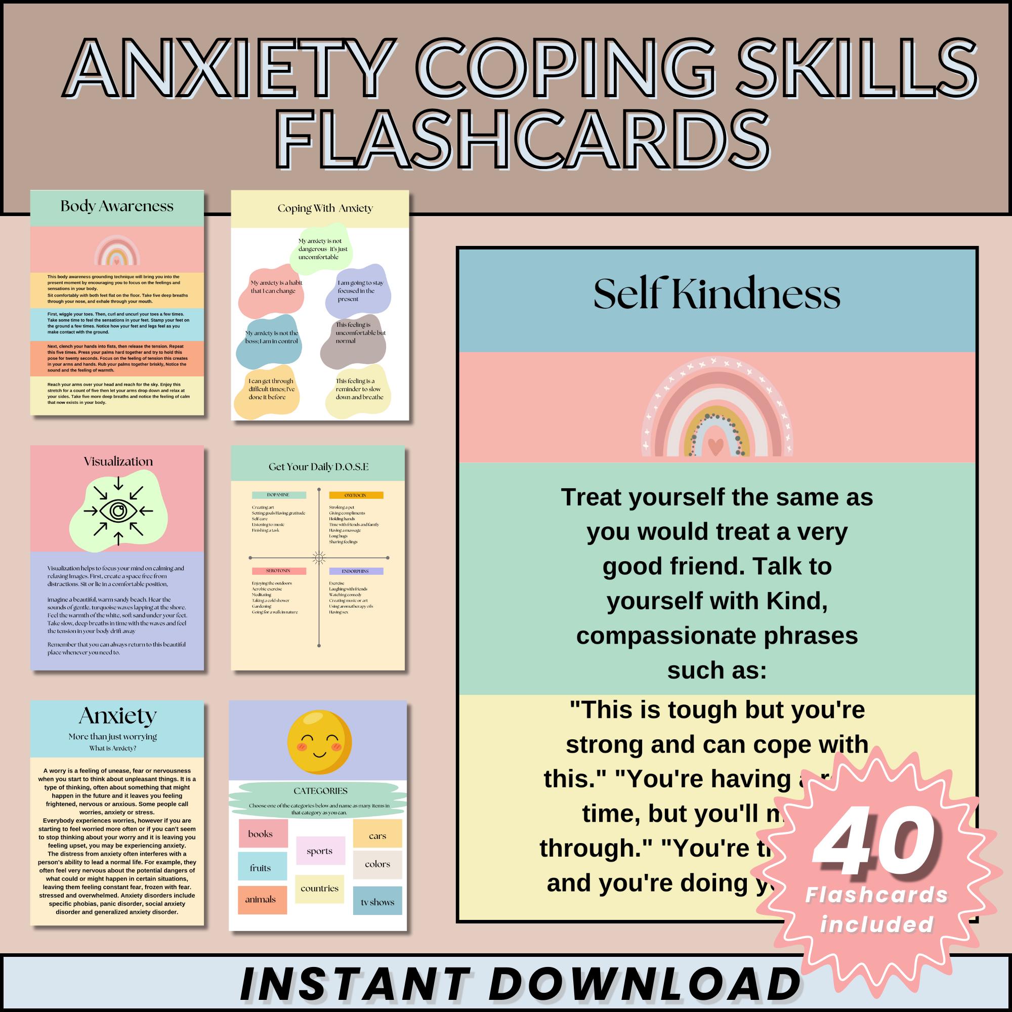 Editable Anxiety Coping Skills Flashcards | Mental Health Printable ...
