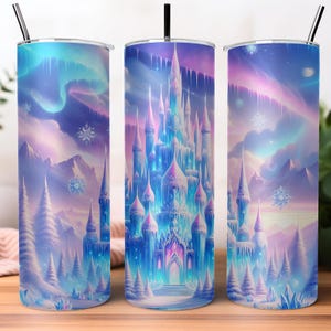 Aurora Ice Castle Tumbler Wrap: Winter Wonderland Sublimation Design (PNG Digital Download