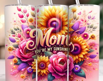 Tumbler Wrap Girasole Mamma PNG, Design Sei il mio sole 20 once