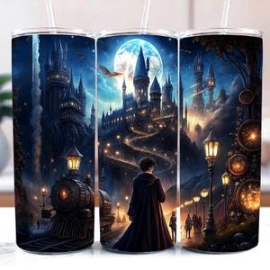Midnight Express to Wizard School — Steam Train & Lantern Path Tumbler Wrap, 20oz