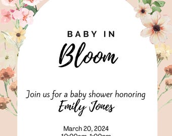 Invito digitale per baby shower Baby in Bloom