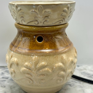 Unbranded Ceramic Wax Warmer/Oil Melt Burner - Fair Used Condition - As Is - 6.5”h x 5”w