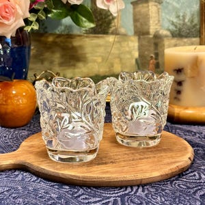 Mikasa Germany Holiday Winters Crystal Candle Votives - 2 - 3 1/2” Tall