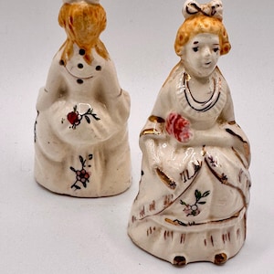 Victorian Lady Ceramic Salt and Pepper Shakers - Vintage - As Is