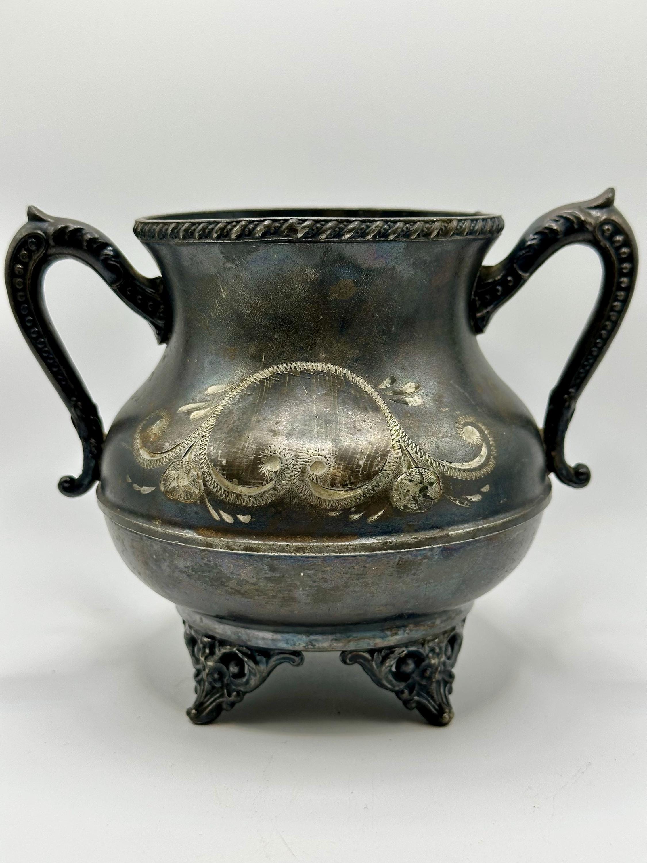 Antique Columbia Silver Co. Quadruple Silver Plated Sugar Bowl No