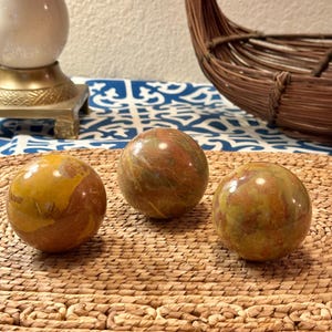 Petrified Wood Stone Spheres Set of Three