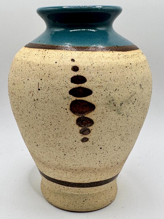 メキシコの民芸品 トナラ ストーンウェア 花瓶 手描き - ヴィンテージ 