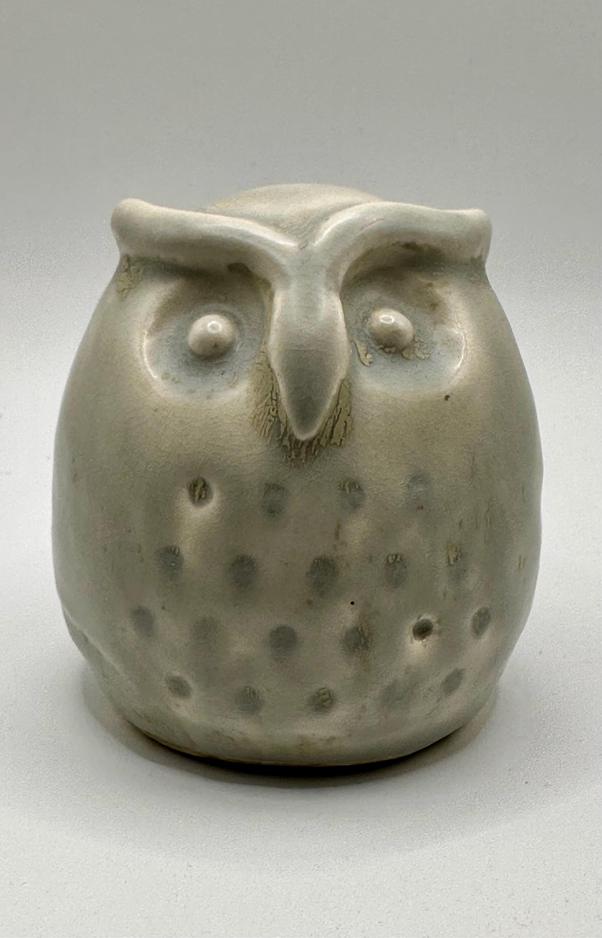 Cute Vintage Art Pottery Stoneware Owl Figurine