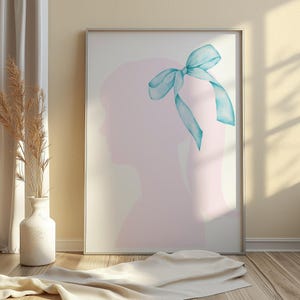 Coquette Room Decor - Blue and Pink Aesthetic Bow Wall Art - Girly Dorm Decor - Perfect Gift for Teen Girls - Aesthetic Room Art