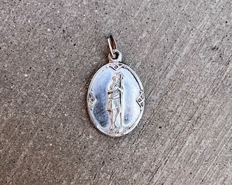 Silver French Antique Vintage Saint Meen Maine Catholic Religious medal pendant